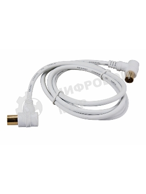 Шнур Rexant ТВ гнездо - ТВ штекер, угловой, 3 м, белый