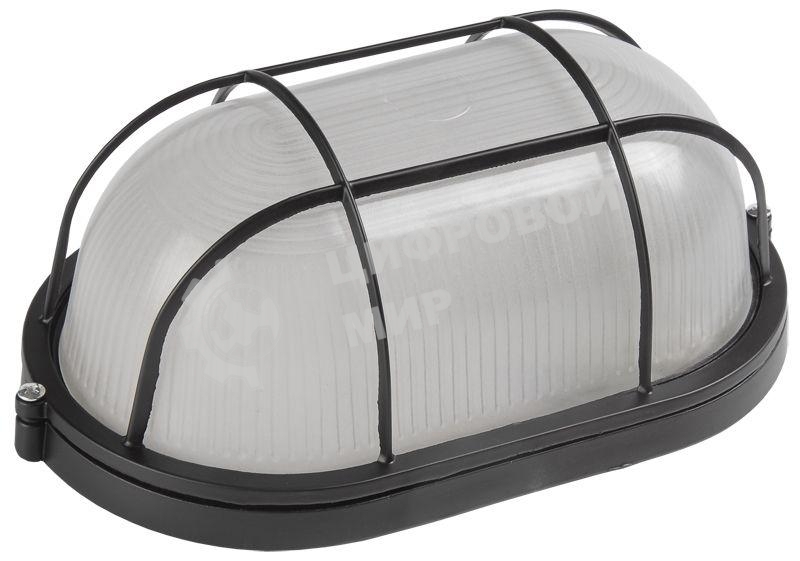 Светильник НПП 1402 60Вт E27 IP54 черный овал с решеткой IEK LNPP0-1402-1-060-K02