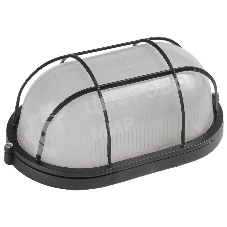 Светильник НПП 1402 60Вт E27 IP54 черный овал с решеткой IEK LNPP0-1402-1-060-K02