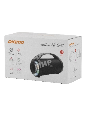 Колонка портативная Digma S-17 черный 8.5W 1.0 BT/3.5Jack/USB 10м 1500mAh