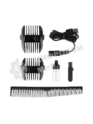 Набор для стрижки Galaxy Line GL 4165, черный, 3 Вт, время непрерывной работы до 1,5 ч, время зарядки около 2 часов, аккум. Li-Ion 3,7 В, емкость аккум. 600 мА*ч, лезвия из нержав. стали, ширина лезвия 40 мм, 2 насадки-расчески (3 и 6 мм, 9 и 12 мм), USB зарядка