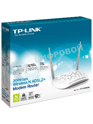 Сетевое оборудование TP-Link SOHO TD-W8961N(RU) 300 Мбит/с, 2T2R, ADSL2/ADSL+, Annex A, 4 порта 100 Мбит/с
