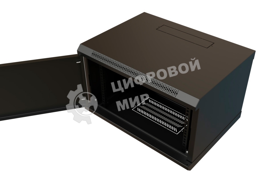 Шкаф коммутационный WRline (WR-TW-0666-SR-RAL9004) настенный 6U 600x600 мм пер. дв. металл 2 бок. пан. 60 кг черный 520 мм 367 мм IP20 сталь