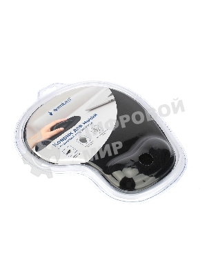 Коврик для мыши с подушкой под запястье Gembird MP-WR-BLACK, черный, 225х195х5мм, ткань/резина, блистер