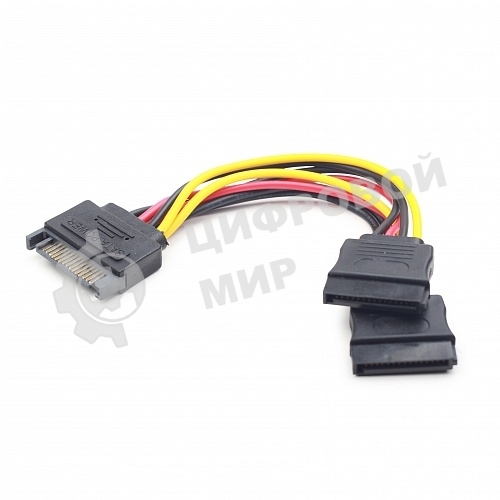 Кабель питания SATA Cablexpert CC-SATAM2F-01, 15pin (M)/2x15pin(F), на 2 SATA устр, 15 см