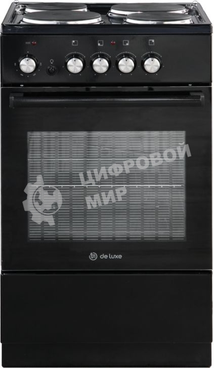 Плита электрическая De Luxe 5004.18э-011 черный, конфорок 4 шт, духовка 43 л, 50 см x 85 см x 50 см