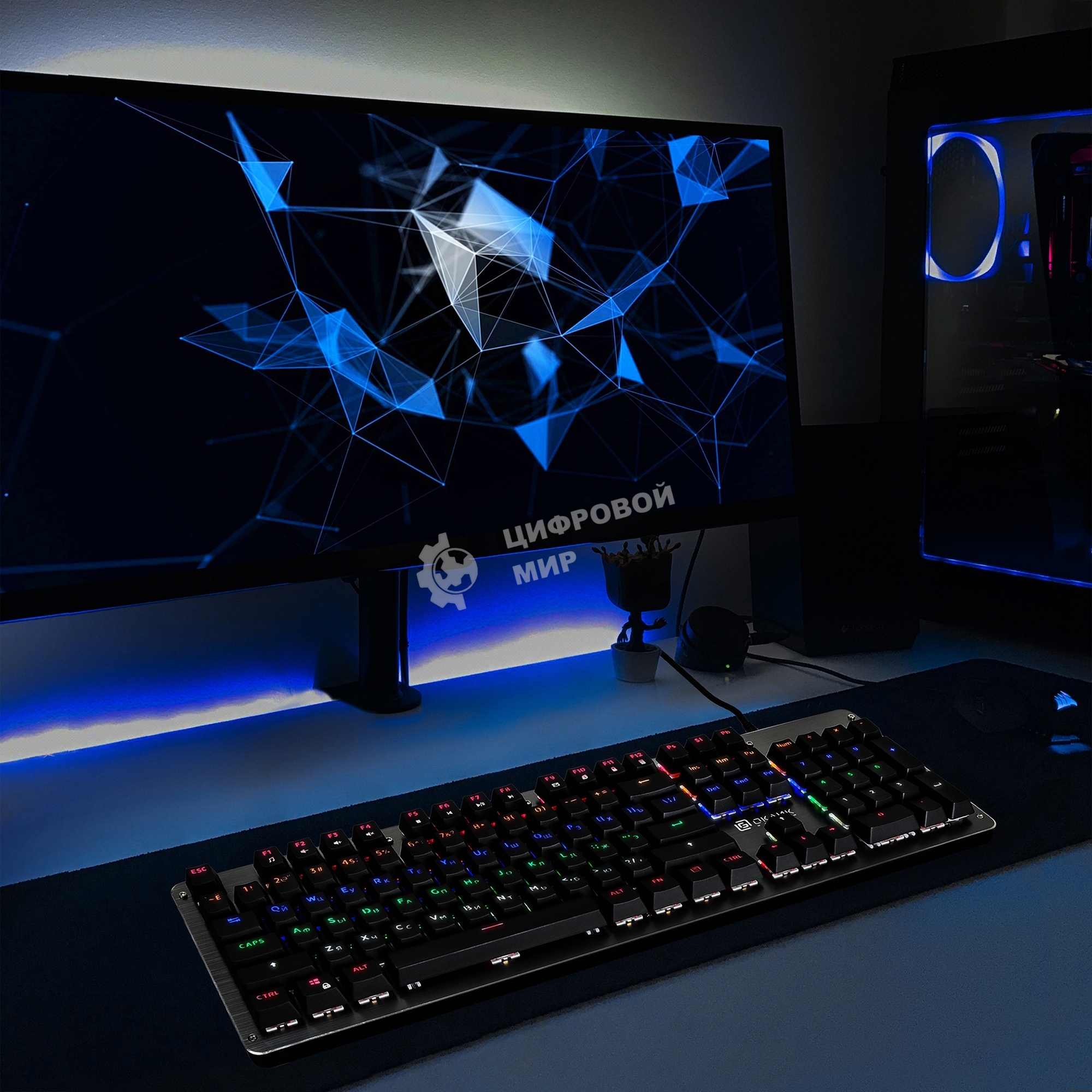 Клавиатура Oklick 970G Dark Knight проводная, USB Type-A, чёрный/серебристый