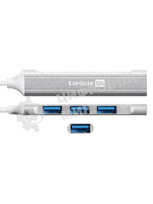 USB-концентратор 4-в-1 ExeGate DUB-3213C (кабель-адаптер USB3.0 Type-C --> 3xUSB2.0, 1xUSB3.0, Plug&Play, серебристый)
