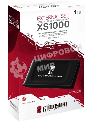 Внешний SSD Kingston XS1000, 1TB, USB 3.2 Gen 2 Type-C, R/W 1050/1000, черный