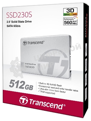 Накопитель SSD Transcend 230S, 512Gb, SATA III, 2.5