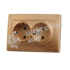Розетка 2-м СП Мира керам. с заземл. метал. зол. Lezard 701-1313-127