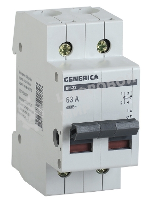 Выключатель нагрузки IEK MNV15-2-063 (мини-рубильник) ВН-32 2Р 63А GENERICA