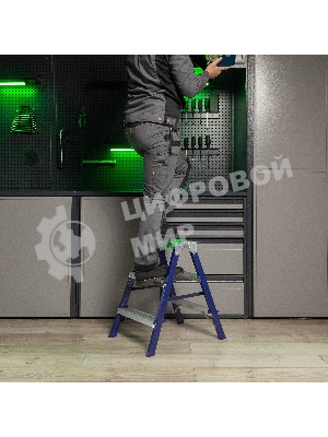 Стремянка двусторонняя Сибртех 3ст стальная