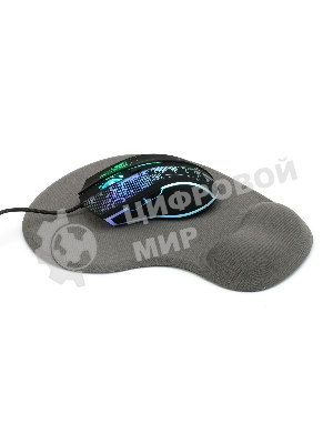 Коврик для мыши с подушкой под запястье Gembird MP-WR-GRAY, серый, 225х195х5мм, ткань/резина, блистер