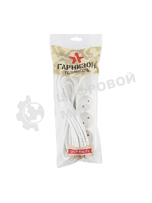 Удлинитель Гарнизон EL-NL3-W-5, 3 розетки допустимый ток 10А, длина 5 м.