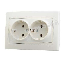Розетка 2-м СП Мира керам. с заземл. крем/крем. Lezard 701-0303-127