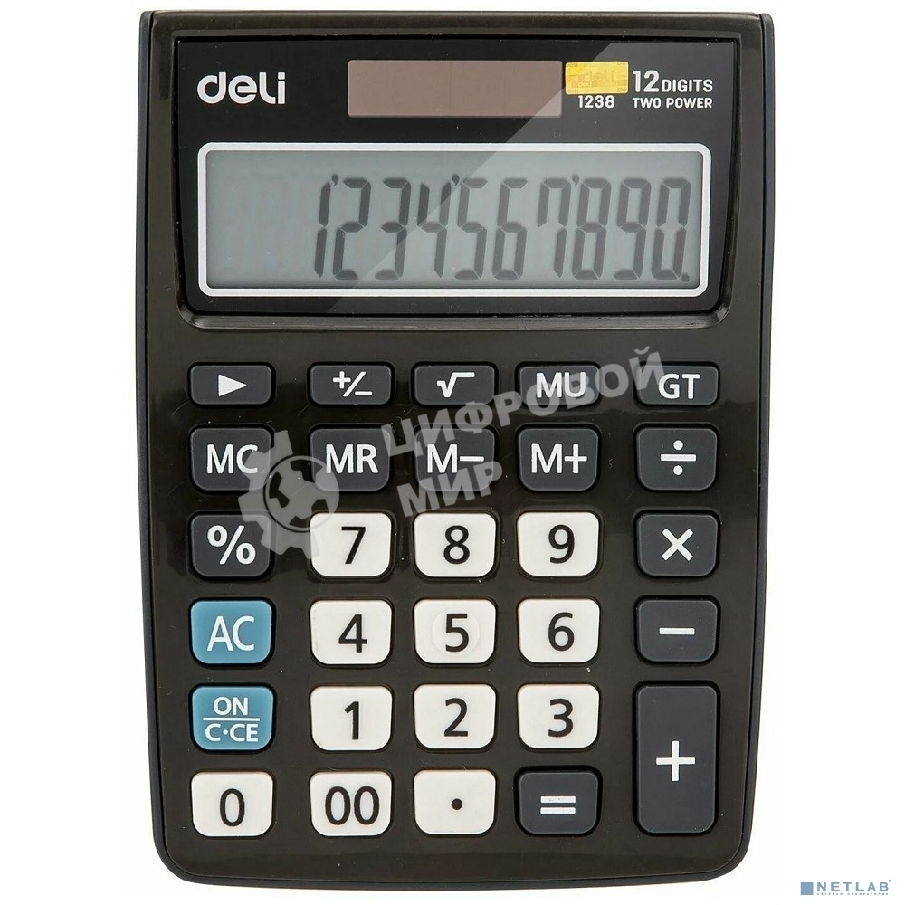 Калькулятор настольный Deli E1238 black черный 12-разр. 1003509