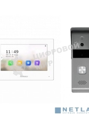 Комплект гибридной видеодомофонии, Включаются устройства:, DS-D100P, VDP-H3212W, 1 блок питания 12В, Работа с Hik-Connect