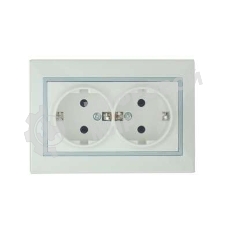 Розетка 2-м СП Мира керам. с заземл. белый/сер. Lezard 701-0215-127