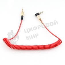Кабель Cablexpert аудио 90˚ спиральный CCAB-02-35MMLC-1.8MR. 3.5 Jack (M)/3.5 Jack (M), красный, 1.8м, блистер