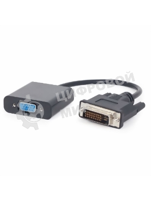 Переходник DVI-D-VGA Cablexpert A-DVID-VGAF-01, 25M/15F, кабеля 0,2м, черный, пакет