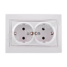 Розетка 2-м СП Мира керам. с заземл. белый/белый Lezard 701-0202-127