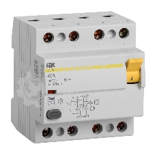 Выключатель дифференциального тока (УЗО) IEK MDV10-4-040-300 УЗО ВД1-63 4Р 40А 300мА IEK