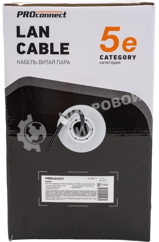 Кабель информационный PROconnect cat.5e UTP 4 пары 24AWG PE внешний 305м черный