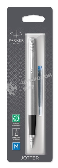 Ручка перьевая Parker Jotter Core F61 (2031012) Stainless Steel CT, M, сталь нержавеющая, блистер