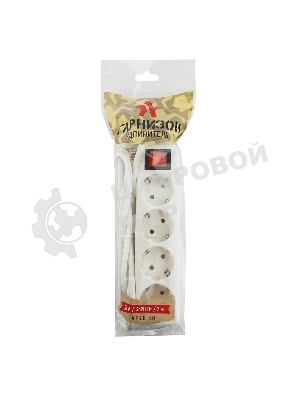 Сетевой фильтр Гарнизон ELB-G4-W-2, 4 евророзетки с выключателем и заземлением, допустимый ток 16А, длина 2 м.