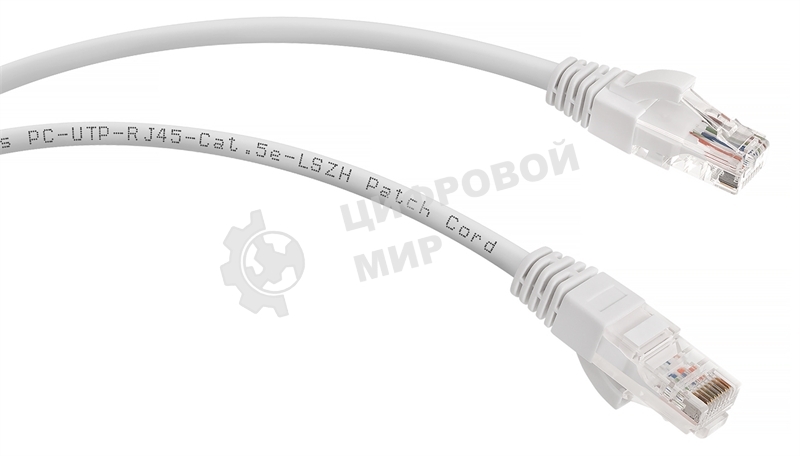 Шнур коммутационный Cabeus, Cat.5e, неэкр., U/UTP, RJ45/RJ45, LSZH, AWG24, 1м, белый