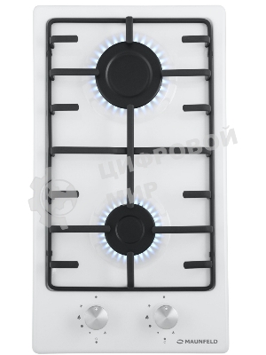 Газовая варочная панель Maunfeld EGHE.32.3EW/G, 2 конфорки, эмалированная сталь, белый