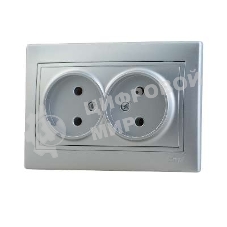 Розетка 2-м СП Мира 16А IP20 без заземл. керам. метал. сер. LEZARD 701-1010-128