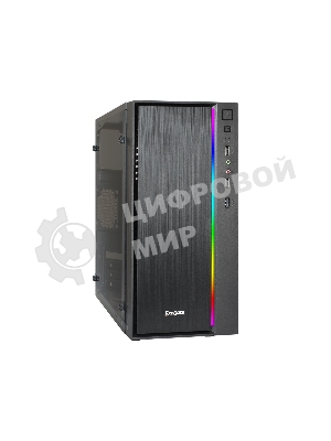 Компьютерный корпус Minitower ExeGate EX283754RUS mEVO-9301-RGb (mATX, без БП, с окном, 2хUSB+1хUSB 3.0, HD аудио, черный с RGb подсветкой)