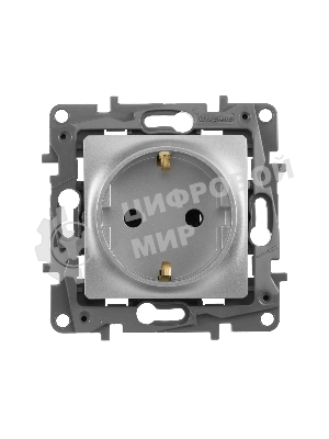 Розетка 2К+З, немецкий стандарт, винтовые зажимы, 16А, 250 В~, Etika, алюминий Розетка 2К+З, немецкий стандарт, винтовые зажимы, 16А, 250В~, Etika, алюминий