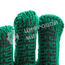 Перчатки трикотажные Сибртех усиленные, гелевое ПВХ-покрытие, 7 класс, зеленые