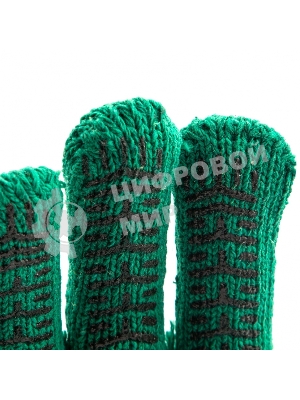 Перчатки трикотажные Сибртех усиленные, гелевое ПВХ-покрытие, 7 класс, зеленые