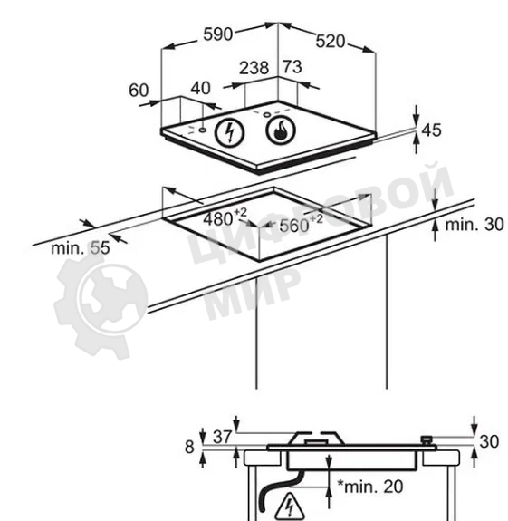 Газовая варочная поверхность ELECTROLUX KGG64362S газ на стекле, 2 чугунных держателя, газконтроль варочной поверхности, интегрированный автоподжиг варочной поверхности, конфорки: Конфорка ускоренного нагрева, средней мощности, Конфорка ускоренного нагрева, средней мощности, WOK конфорка, Конфорка ускоренного нагрева, стандартной мощности,