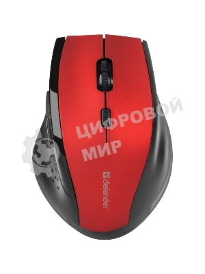 Мышь беспроводная Defender Accura MM-365 красный, 1600 dpi, радиоканал, USB, кнопки - 6