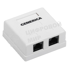 Розетка компьютерная информационная настенная RJ45 кат. 5Е UTP 2 порта GENERICA