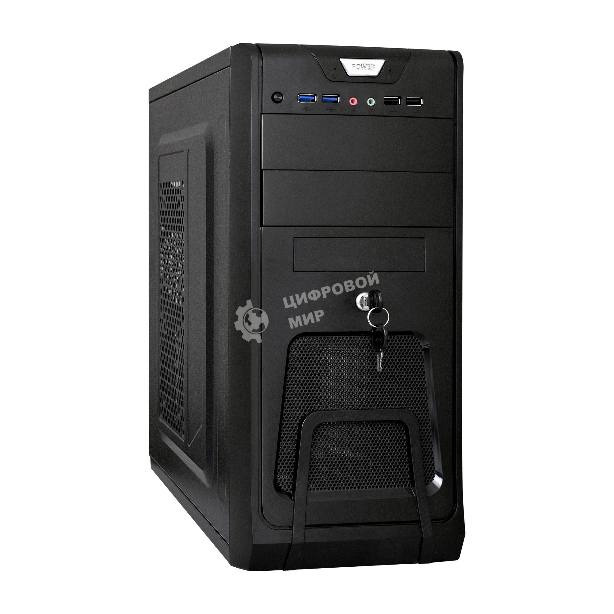Компьютерный корпус Miditower ExeGate EX283215RUS CP-603UB Black, ATX, (CP350W, 80мм), 2*USB+2*USB 3.0, Audio, замок блокировки кнопки питания