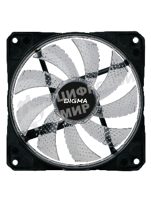 Вентилятор для корпуса Digma DFAN-FRGb2 черный, 120 мм, 1200 об/мин, 23 дБ, 4 pin