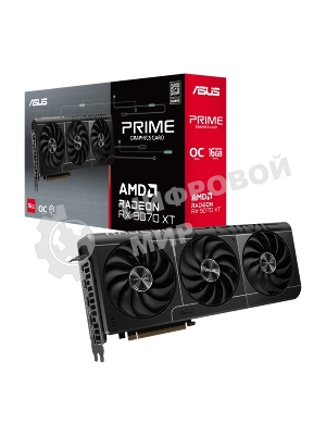 Видеокарта Asus PCI-E PRIME-RX9070XT-O16G AMD Radeon RX 9070XT 16Gb 256bit GDDR6 2460/20000 HDMIx1 DPx3 HDCP Ret