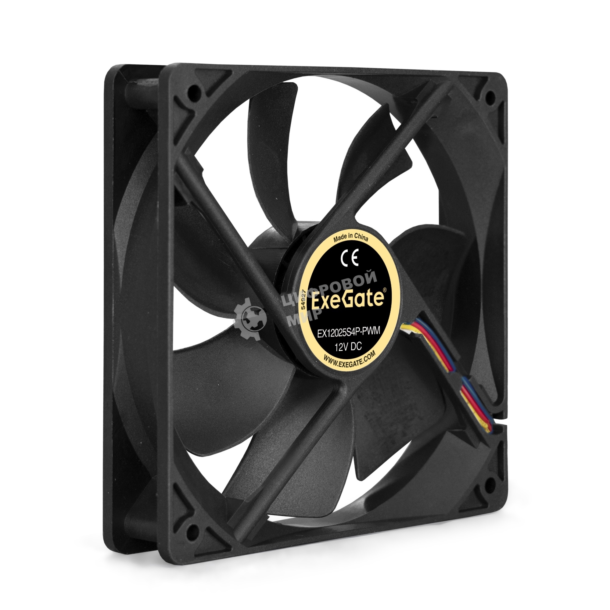 Вентилятор для корпуса ExeGate E12025S4P-PWM черный, 120 мм, 1500 об/мин, 25 дБ, 4 pin