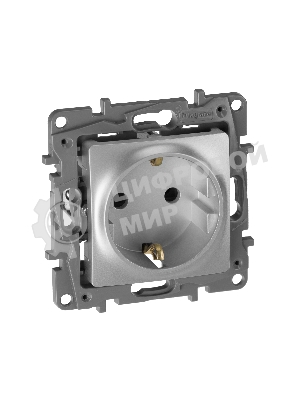 Розетка 2К+З, немецкий стандарт, винтовые зажимы, 16А, 250 В~, Etika, алюминий Розетка 2К+З, немецкий стандарт, винтовые зажимы, 16А, 250В~, Etika, алюминий