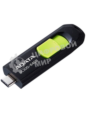 Флешка USB ADATA UC300 (ACHO-UC300-64G-RBK/GN), 64Gb, Type-C USB 3.2, R/W 100/30, черный/зеленый