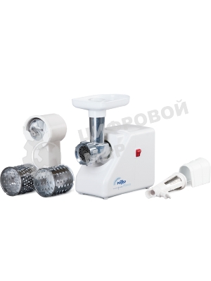 Мясорубка электрическая Ротор Макси ЭМШ 35/300-3 белый, 1500 Вт, 0.6 кг/мин, насадки - 4