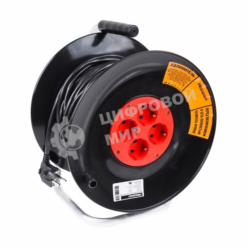 Удлинитель силовой PROconnect на катушке 4 гнезда с/з 30 м 3х1 мм² STANDART