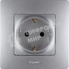 Розетка 2К+З, немецкий стандарт, винтовые зажимы, 16А, 250 В~, Etika, алюминий Розетка 2К+З, немецкий стандарт, винтовые зажимы, 16А, 250В~, Etika, алюминий