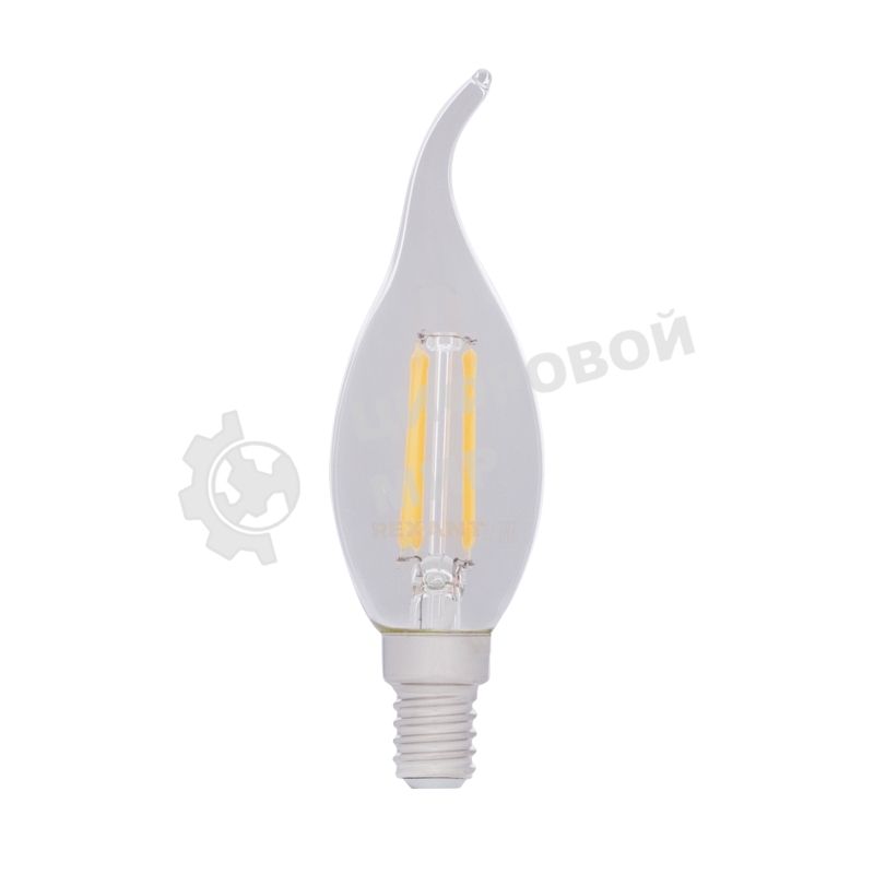 Лампа светодиодная филаментная Rexant Свеча на ветру CN37 9.5 Вт 950 Лм 2700K E14 прозрачная колба